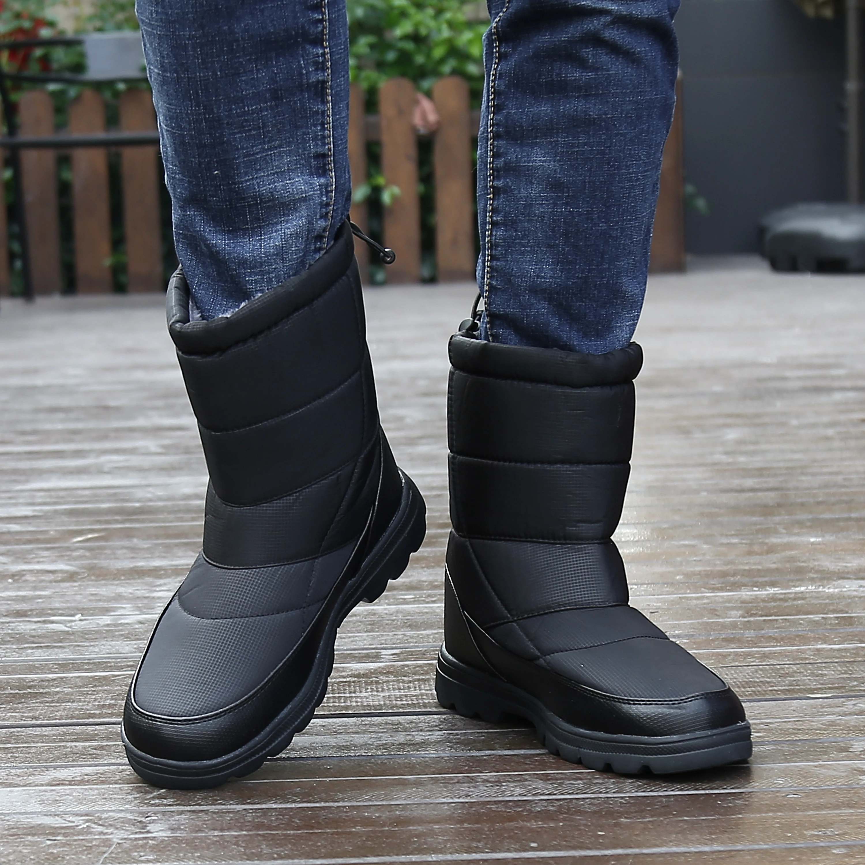 Зимняя мужская обувь теплые плюшевые зимние ботинки Мужская водонепроницаемая