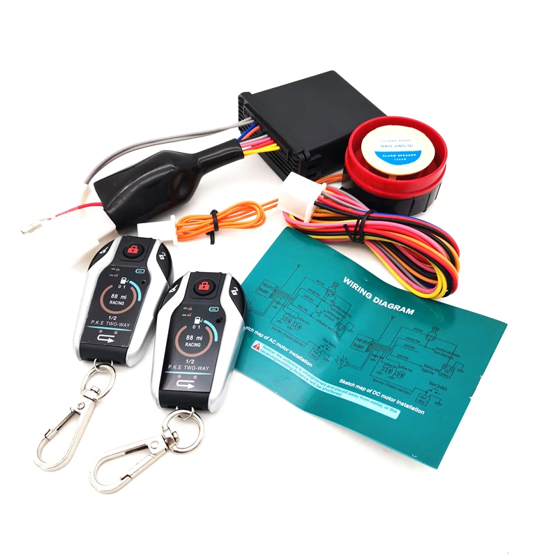 2 Way Motorcycle Alarm Security System Remote Engine Start