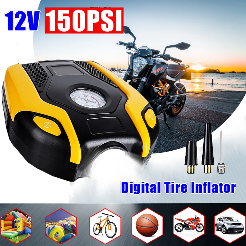 Портативный автомобильный воздушный компрессор цифровой насос для шин 12 В 150 PSI