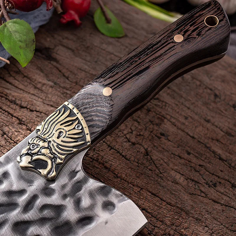 Острый кухонный нож из нержавеющей стали разделочный с узором домашний молоток