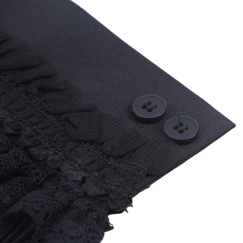 

Gothic Retro Black Detachable Sleeve Fake Cuffs Multi Layer Ruffles Lace Patchwork Lolita Princess Sweater Decorative