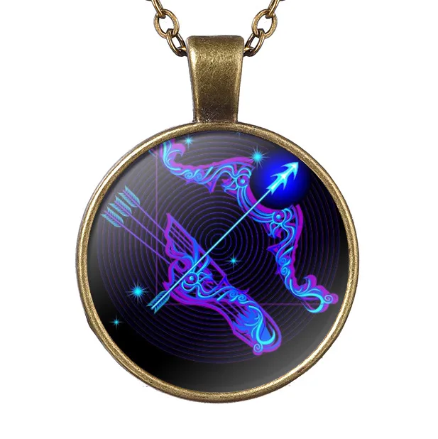 

12 Constellation Luminous Starry Necklace Women Pendant Girls Fashion Jewelry Decoration Pendant Clothes Decoration Accessories