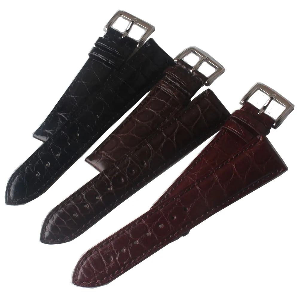 Ремешок из натуральной кожи для мужских часов браслет с черной крокодиловой