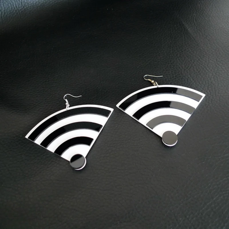 Модные Акриловые серьги с символами беспроводного Wi Fi сигнала для женщин в черно