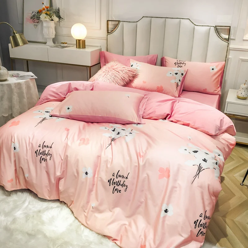 Розовый цветочный Комплект постельного белья для девочек роскошный Египетский