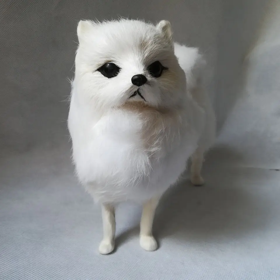 Модель жесткая для белой собаки 22x20 см померанский пластиковый и меховой ручная