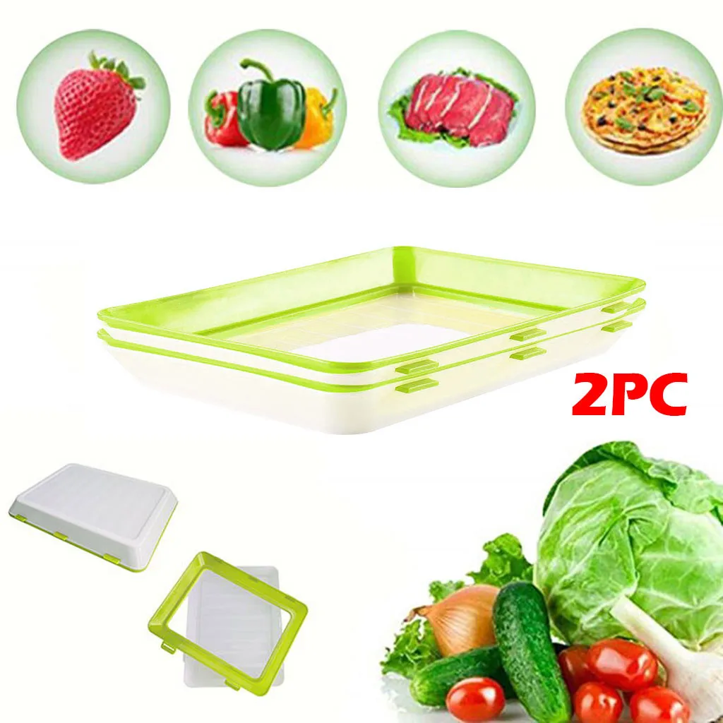 2PCS 5 шт. креативный контейнер для хранения свежих продуктов, органайзер для хранения свежих продуктов, контейнер для хранения на поддоне, холодильник - Цвет: 2PCS