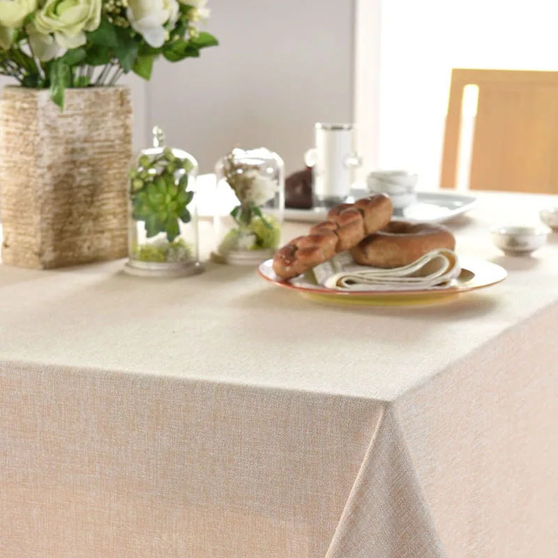 Однотонная тканевая скатерть из хлопка и льна украшение для кофейного стола