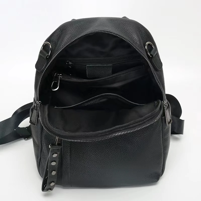 

Leather Backpack Soft Top Layer Cowhide Lychee Pattern Large Capacity Multi-Compartment Fashion New Style 2021 Trend Wild