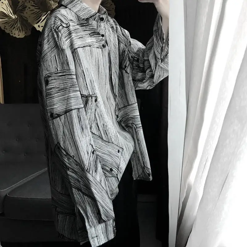 Новинка Весна 2021 японская модная винтажная рубашка для мужчин свободная