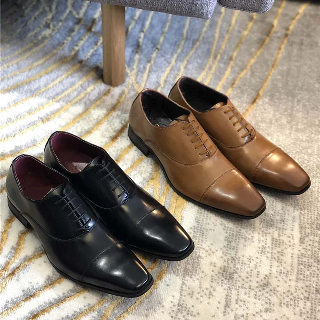 

Men's Formal Shoes Rubber Breathable Luxury Leather Oxford Business Shoes Men's Office Formal Shoes Wedding Flat Shoes
