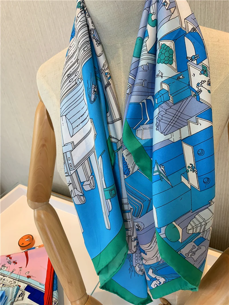 Шарф пляж и город 90 см плетеный саржевый шелковый шарф квадратная шаль брендовый