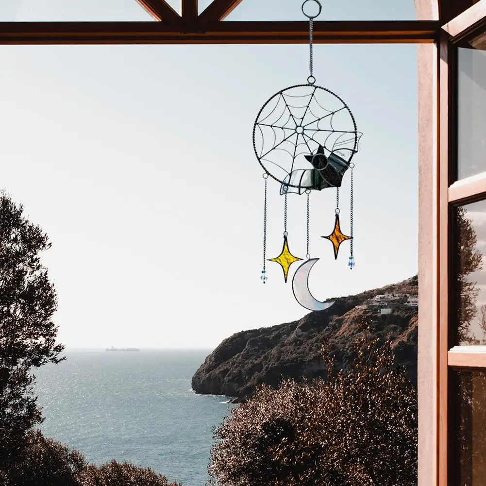 

Acrylic Bat Moon Gothic Hanging Halloween Pendant Window Hanging Pendant For Halloween Home Decoration Halloween Decorations