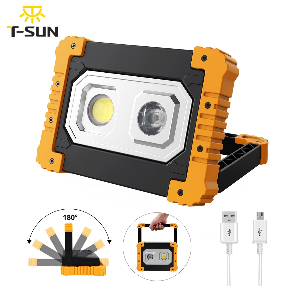 

T-SUN USB зарядка, рабочий светильник IP65, светильник для кемпинга с магнитом, портативный Точечный светильник, COB, рабочий светильник, флэш-свети...
