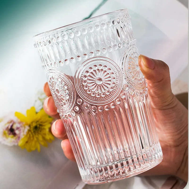 

Vertical Stripe Glass Cup Fruit Juice Cold Drinks Milkshake Wine Espresso Drinkware Cool Glasses Cups Kitchen Transparent Mug