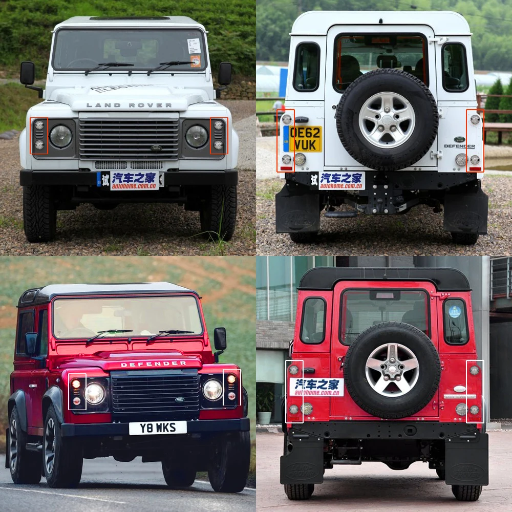10 шт./набор прозрачных для Land Rover Defender 1990- Передние Задние противотуманные боковые фары линзы полный комплект для обновления светодиодной лампы#4