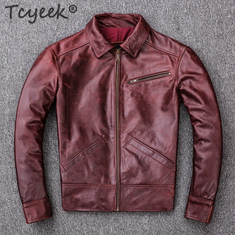 

Куртка Tcyeek мужская из 100% натуральной кожи, уличная одежда на осень и весну, мотоциклетное пальто из натуральной овчины, 2020