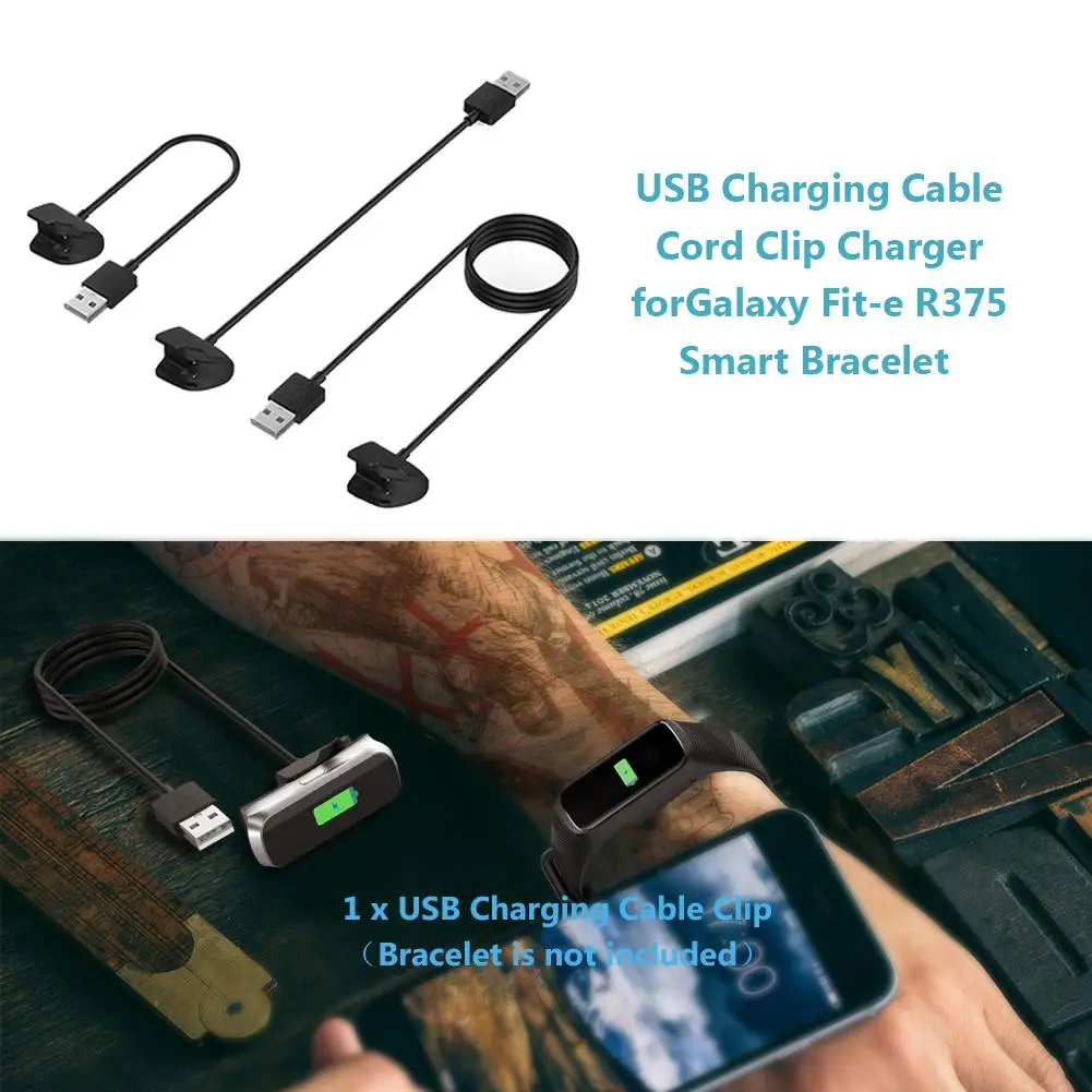 

15cm/1m USB Charger Cable For Samsung Galaxy Fit-e R375 Smart Bracelet Charger Cable Cord Clip Replacement Watch Band Charging