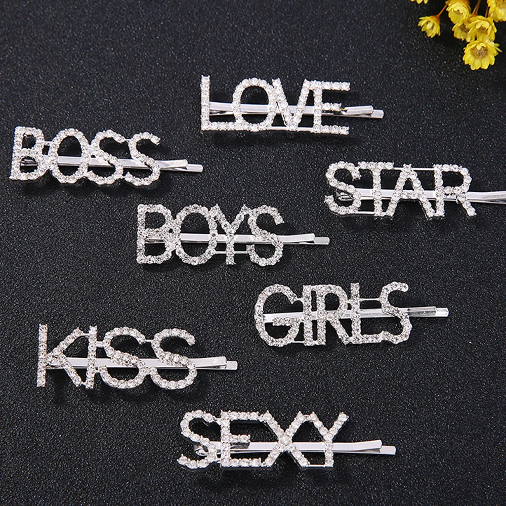 Модные заколки для волос с надписью Стразы|Шпильки и волос| |
