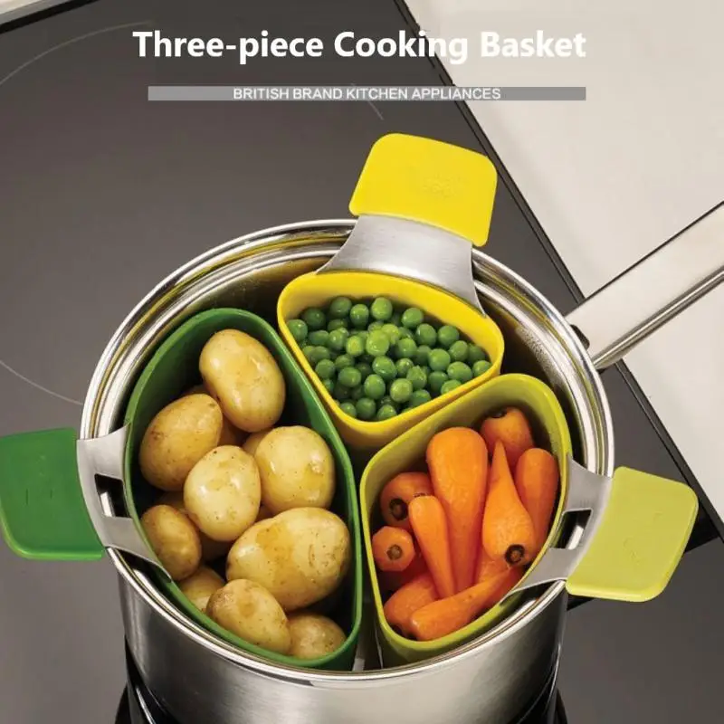 

3 шт., многофункциональная Паровая полка, корзина для приготовления на пару