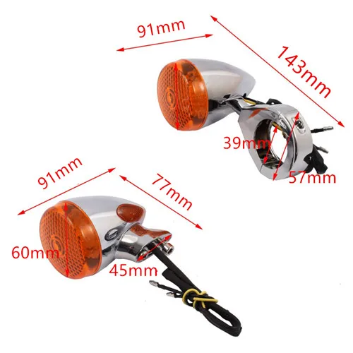 Хромированный мотоциклетный Передний + задний светодиодный поворотный сигнал 39