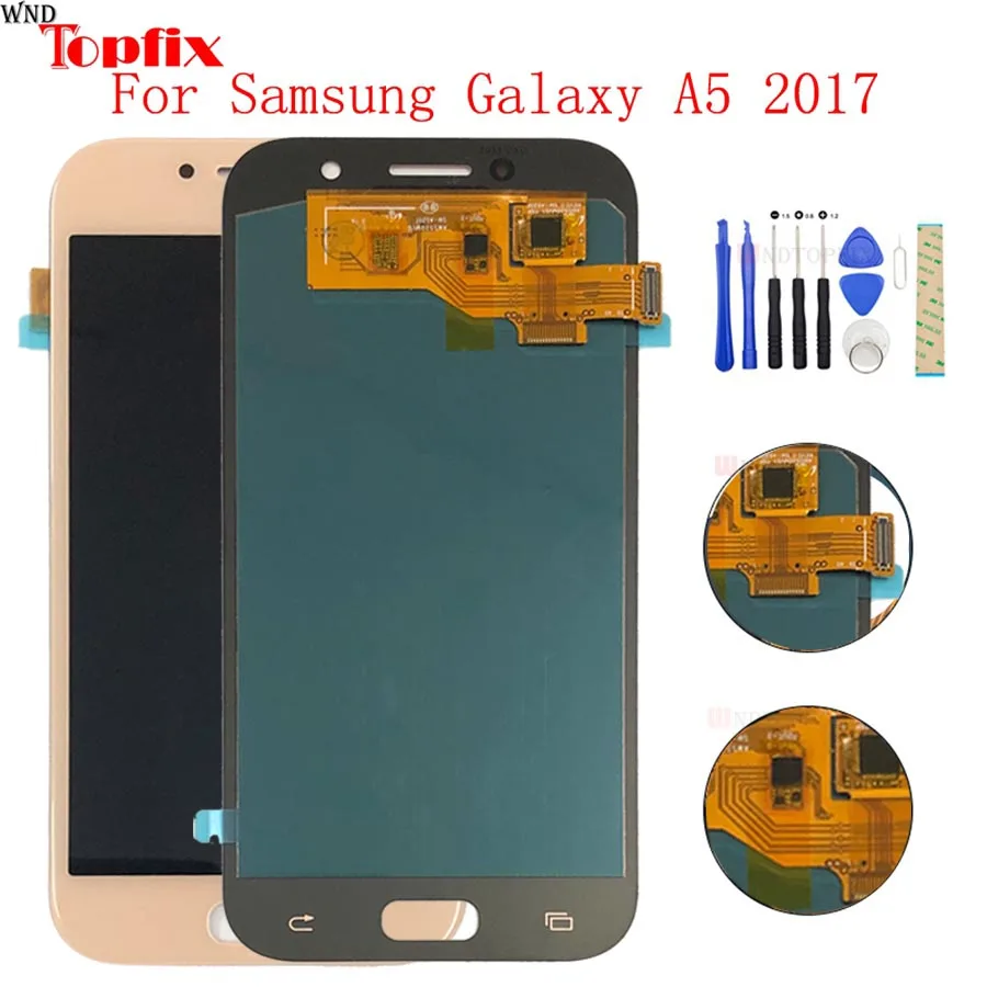 Купи Дисплей 5, 2 дюйма для Samsung Galaxy A5 2017 LCD A520 A520F SM-A520F, дисплей, сенсорный экран, дигитайзер в сборе, Замена для Samsung A520 LCD за 3,570 рублей в магазине AliExpress