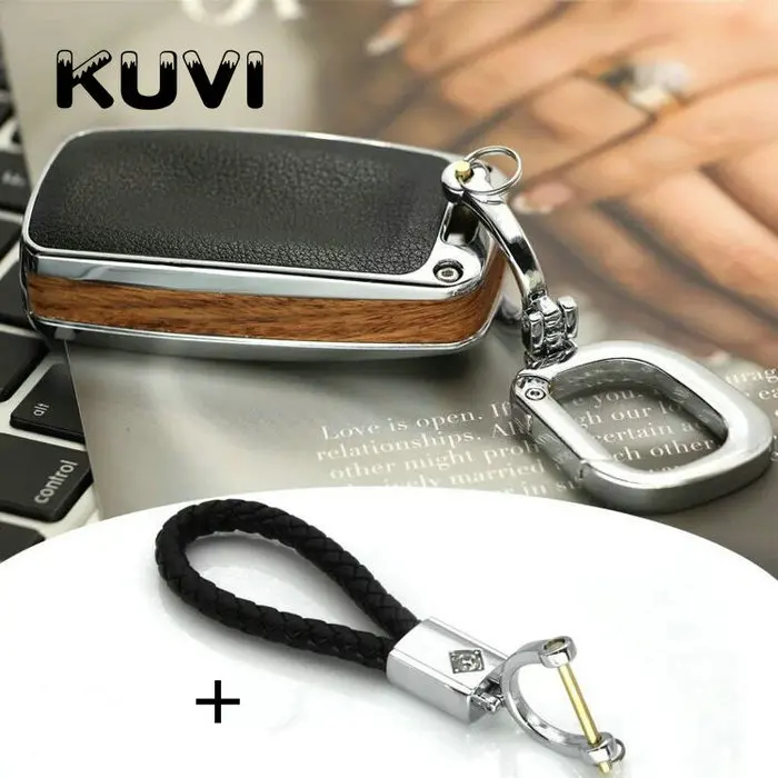 wood-keychain2 Сплав кожаный чехол для ключей автомобиля для Volkswagen VW Passat Gold JETTA Bora Polo Автомобильная камера заднего вида авто ключ сумка протектор - Название цвета: wood-keychain2