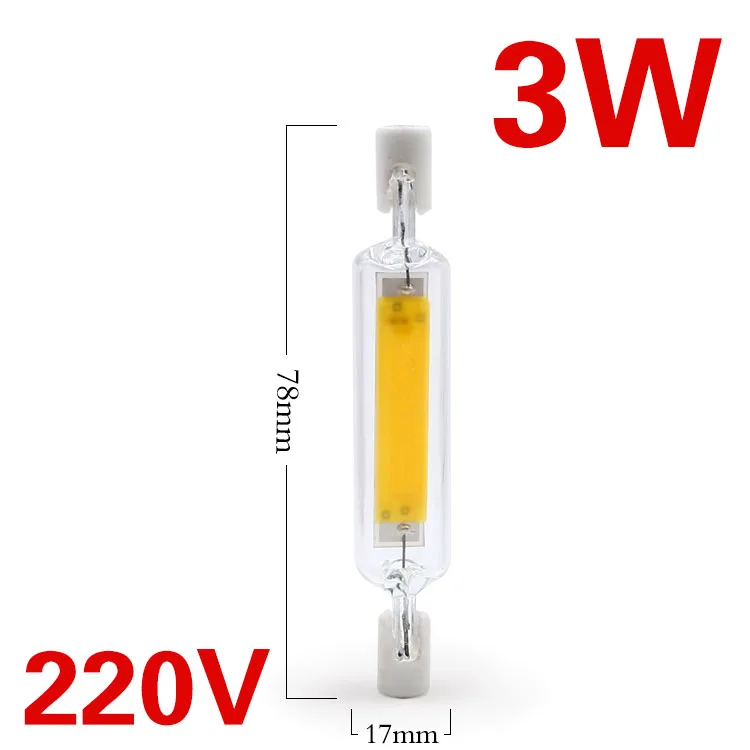 R7S 78 3W EnwYe COB R7S Светодиодный лампа стеклянная трубка сменная галогеновой лампы прожектор 3 Вт 5 Вт 8 Вт 10 Вт R7S 78 R7S 118 переменного тока 220V 240V - Испускаемый цвет: R7S 78 3W