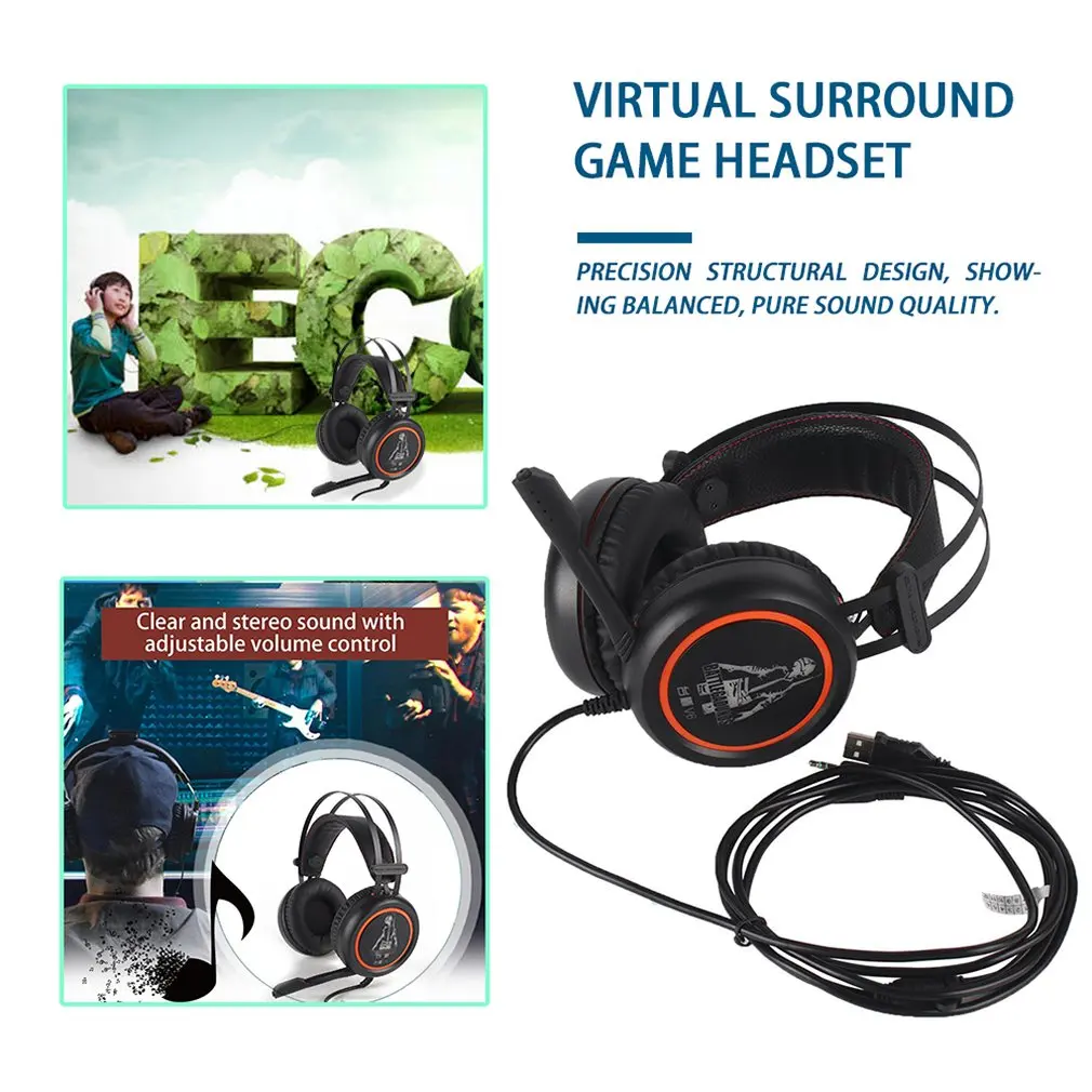 Проводные Игровые наушники A6L USB 7,1 стерео объемный звук над-Ear игровая гарнитура наушники с микрофоном для компьютера геймера
