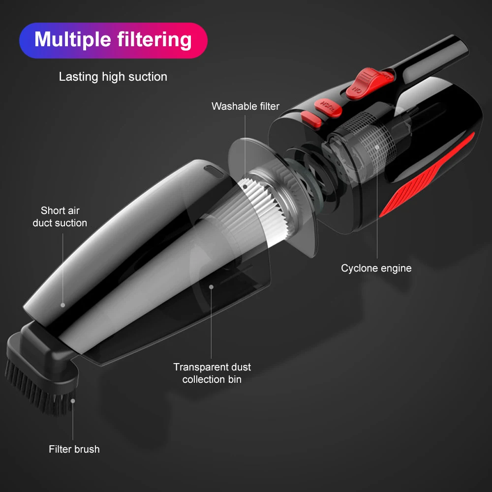

Car Dust Vacuum Cleaner Handheld 120W Portable Vacuum Cleaner Wet Dry Dual-Use Car Cleaning Tool Interior Accessories