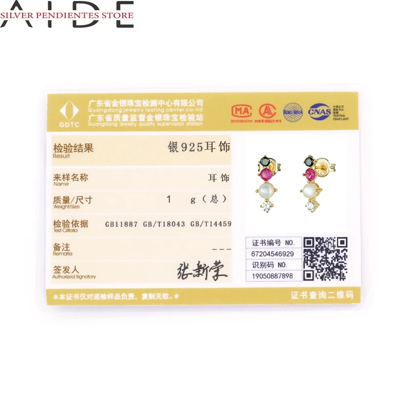 

AIDE S925 Sterling Silver Color Diamond Stud Earrings Women Pearl Earrings Set Fashion Pendientes Plata Jewelry Wholesale