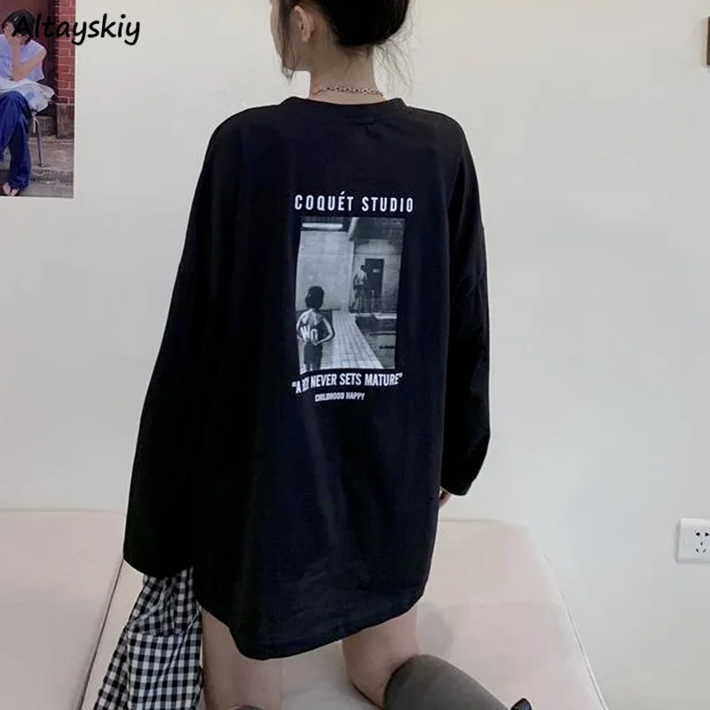 

Женские футболки с длинным рукавом, дизайнерские футболки с графическим принтом и надписью, универсальные свободные футболки в стиле Харад...