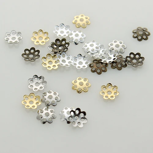 600 шт./лот 7x2 мм полый цветок металлическая филигрань Рассыпчатая бусина колпачки