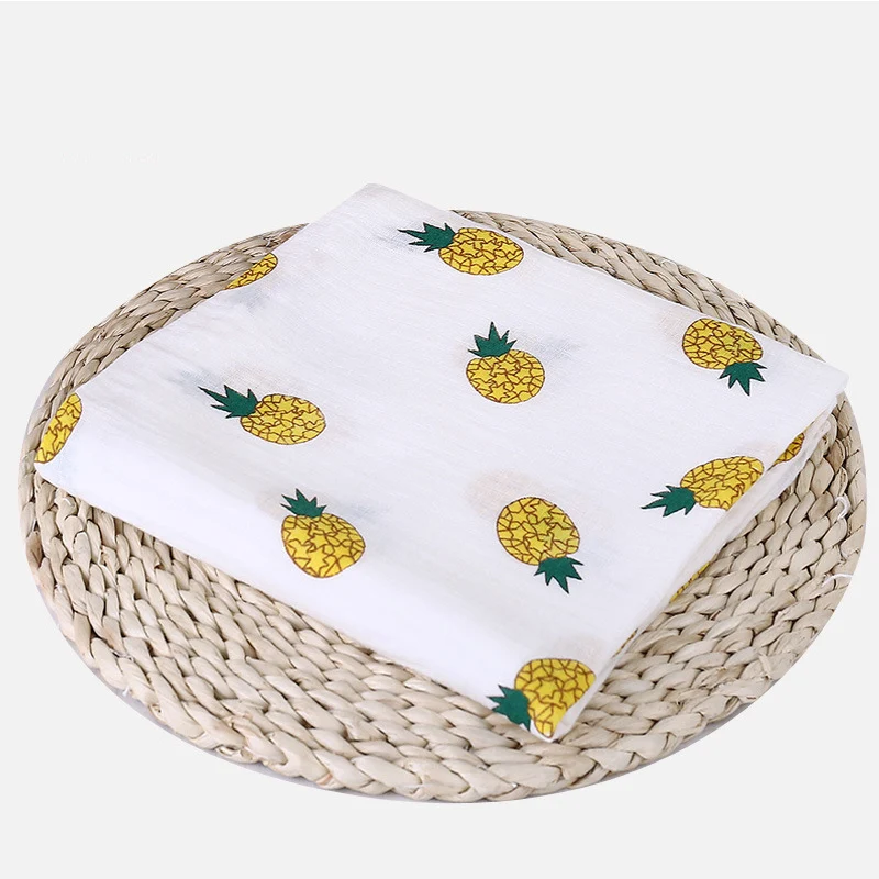 Pineapple 2 слоя муслина, хлопок, детские пеленки с рисунком, мягкие одеяла для новорожденных, для ванной, марля, Детская накидка, спальный мешок, чехол для коляски, 120*120 см - Цвет: Pineapple