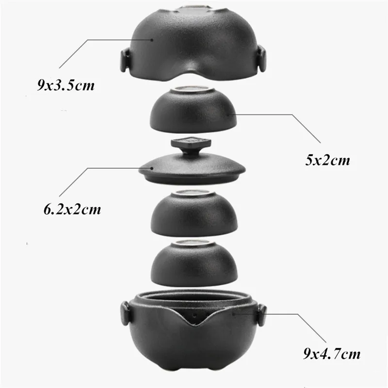 

Ceramic Simple Office Teapot Tea Cups Creative Outdoor Kettle Chinese Portable Travel Tea Set with Bag Home Kung Fu Drinkware
