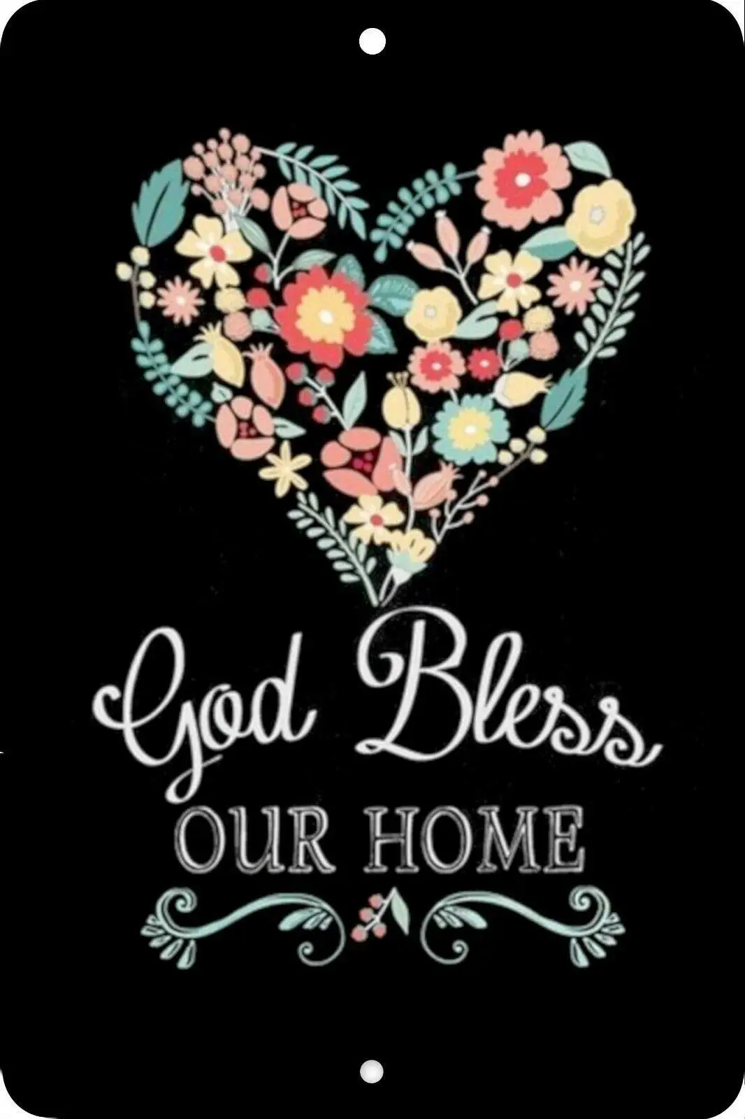 

Vintage Metal Tin Sign God Bless Our Home, Home Sign, Home Decor Metal Aluminum, USA, Black Home Bar Kitchen Wall Decor Plaque