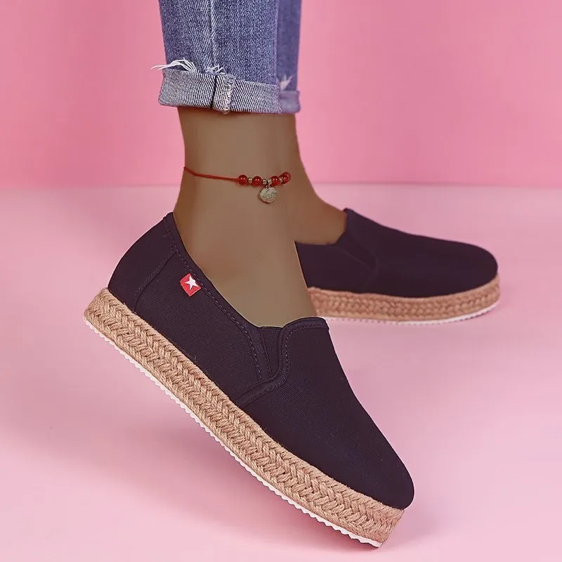 women flats casual shoes woman canvas fabric plus size loafers slip on single shoe chaussures femme