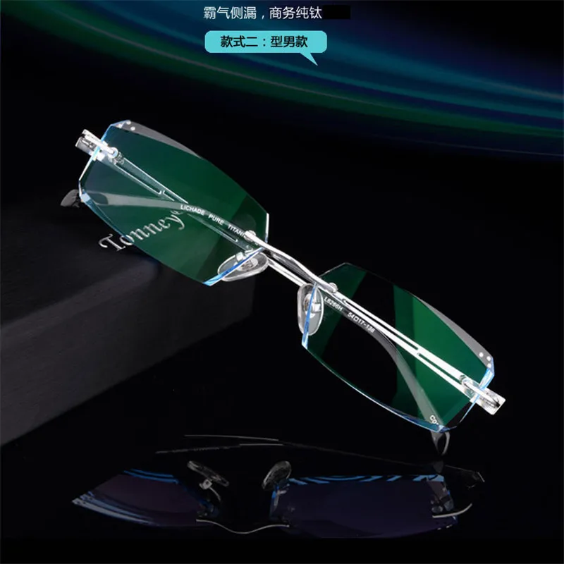 Мужские очки с алмазной отделкой без оправы готовой продукцией деловые для