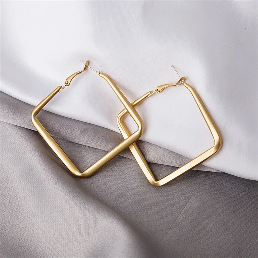 

Hoop Earrings Black Friday Sale 2020 Punk Accessories Luxury Matte Metal Gold Gift Female Helix Asymmetrical Geometry Earring