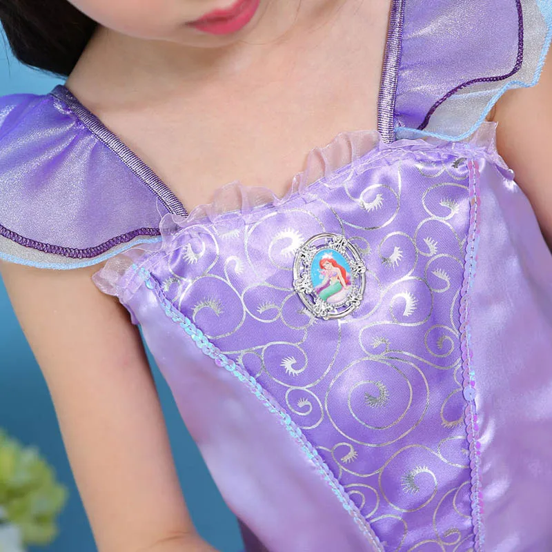 От 4 до 12 лет Детский костюм для маленьких девочек платье принцессы Ариэль с