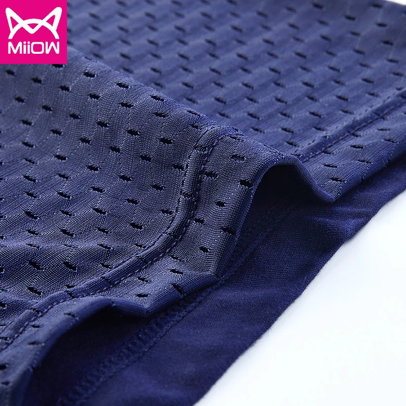 MiiOW 3PCS Lce Silk Men's Boxer Regenerated Cellulose Fiber Male Underwear 3 Pcs Sport Breathable Mesh Elastic Belt Men's Shorts