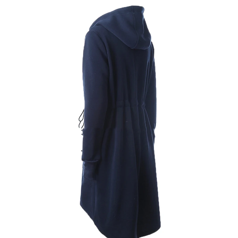 Теплое длинное пальто с меховым воротником куртка капюшоном для женщин тонкая на