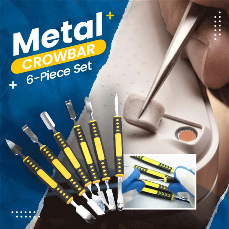 

Metal Crowbar 6 Piece Set Small Metal Spudger Pry Opening Repair Tools Kit for Mobile Phone Metal Crowbar Pry Bar Boot Stick