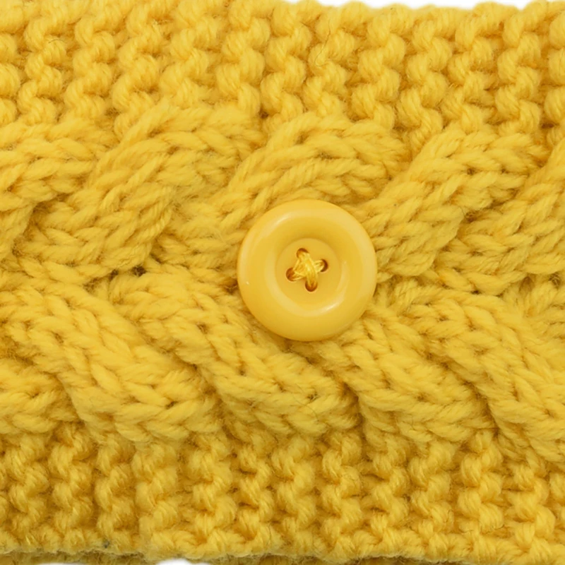 

Simple Solid Color Knitting Woolen Warmer Ear Women Cross Knot Handmade Button Hairbands Winter Lady Head Wrap Hair Accessories