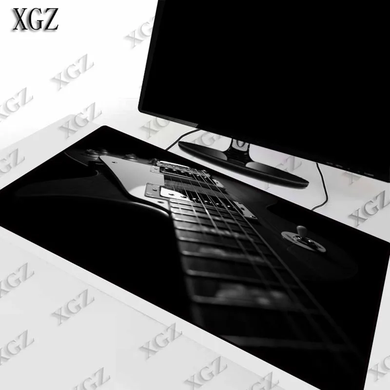 

XGZ Cool Black Guitar Locking Edge Large Rubber Gaming Keyboard Mouse Pad Waterproof Game Desk Mousepad Mat for CSGO Dota LOL XL