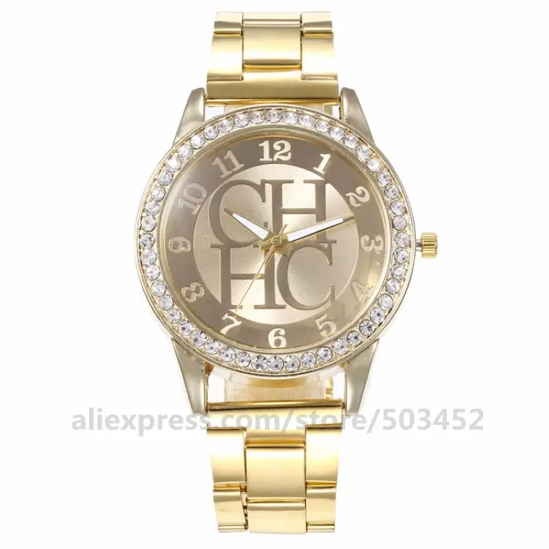 100 шт/партия CH горный хрусталь пятнистый стальной ремень часы письмо Dail Роскошные