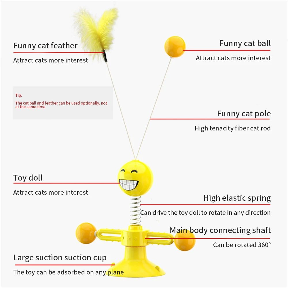 

Funny Cat Toy Turntable Funny Cat Stick Pet Windmill Portable Interactive Toy Puzzle Training Pet Supplies