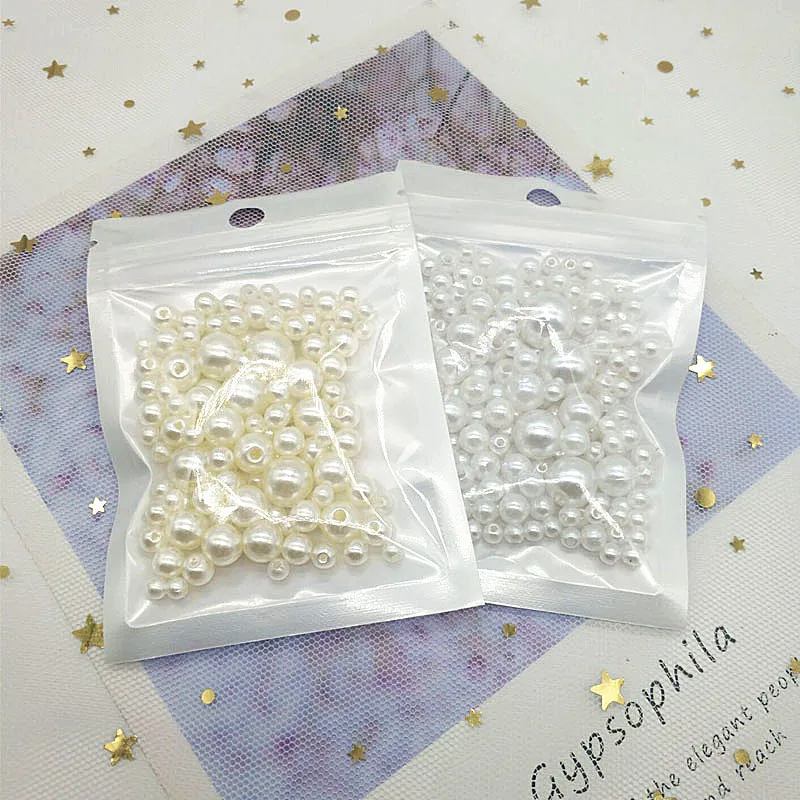 Круглые бусины из АБС пластика с прямым отверстием 4/5/6/8/10/12 мм белого цвета и