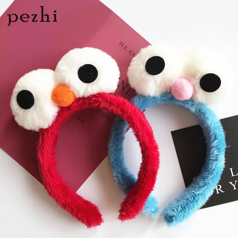 Повязка на голову женская с мультяшным рисунком Улица Сезам новая плюшевый