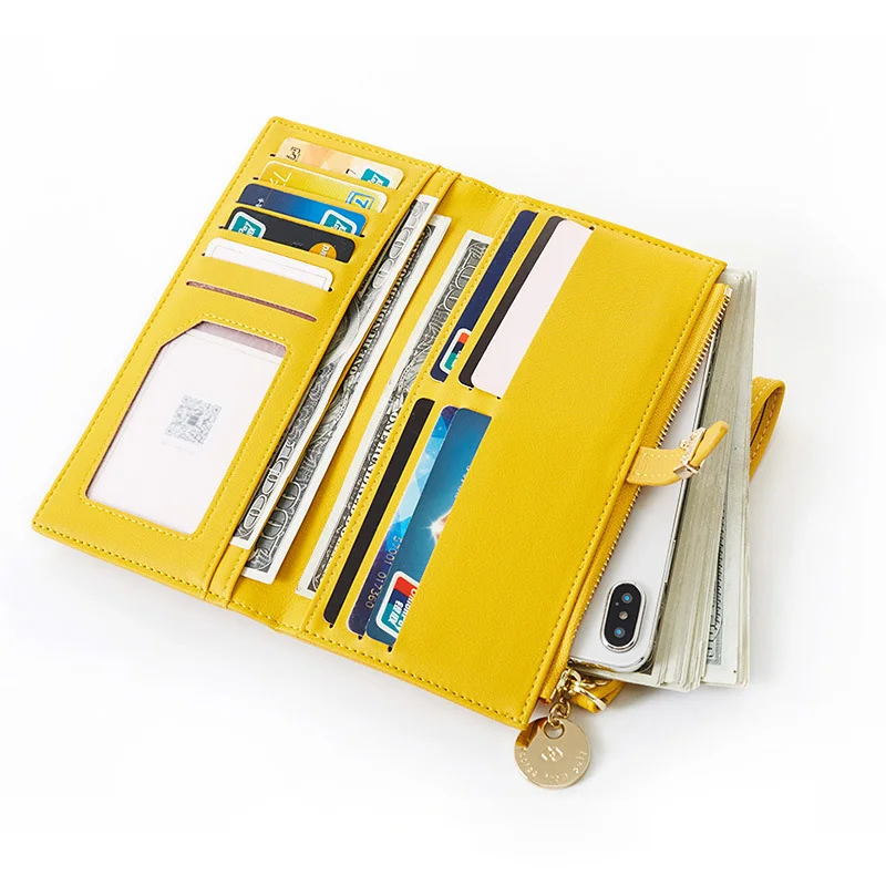 

Women Wristband Long Wallet Female Leather Wallets Lady Purse Zipper Phone Pocket Card Holder Pack Ladies Carteras De Cuero